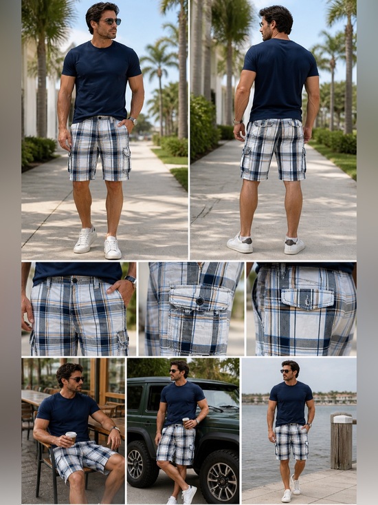 BKE Other - BKE Bellaire Plaid Cargo Shorts Men’s 34 Y2K Streetwear Multi Pocket Summer